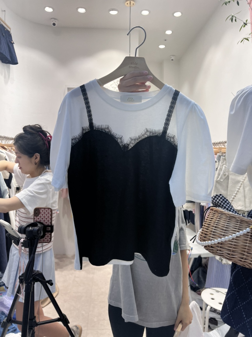 ABLE STUDIO韓國直郵女裝新款24春夏職業時尚休閑推薦T恤CONFETTIT恤圖色3