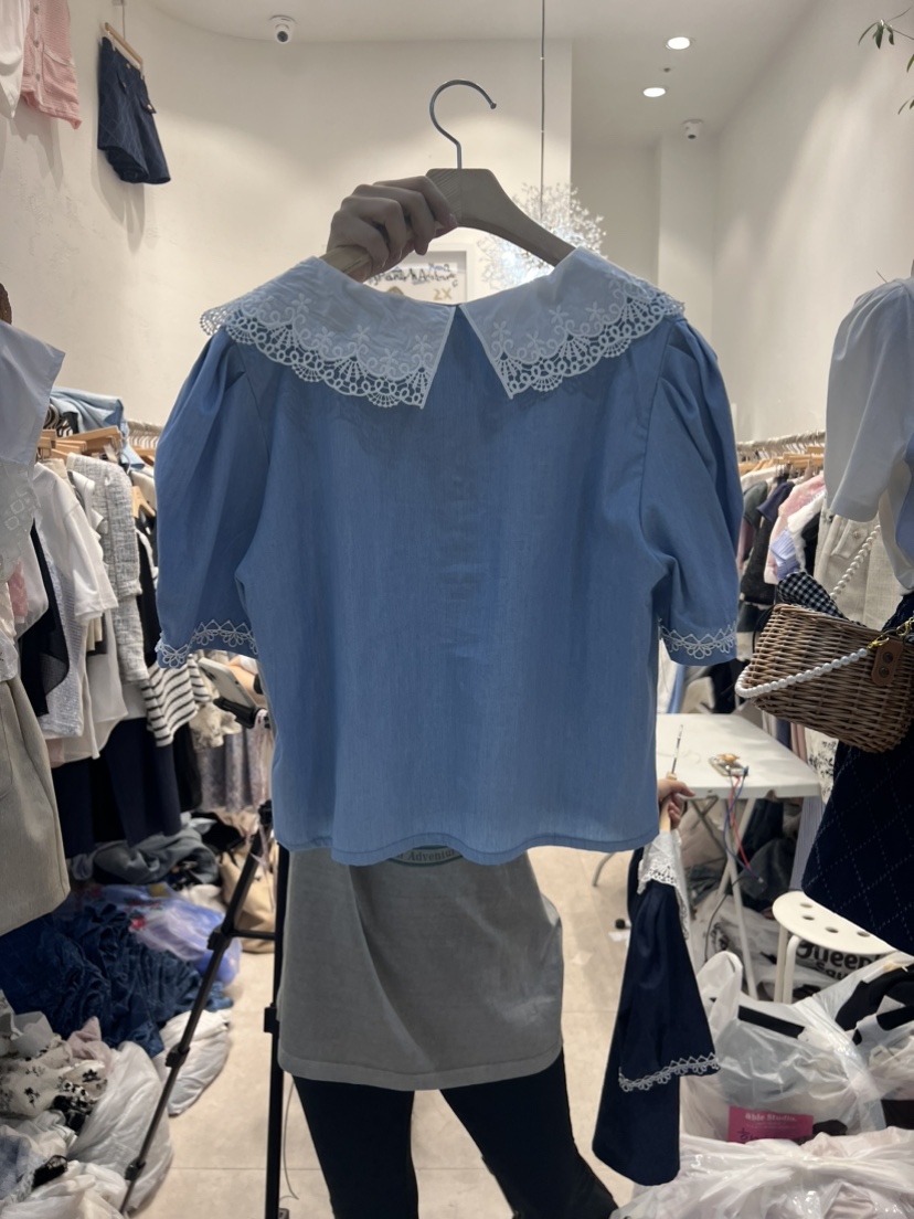 ABLE STUDIO韓國直郵東大門實拍女裝新款真品24春夏襯衫蕾絲衫TERAIS襯衫/蕾絲衫