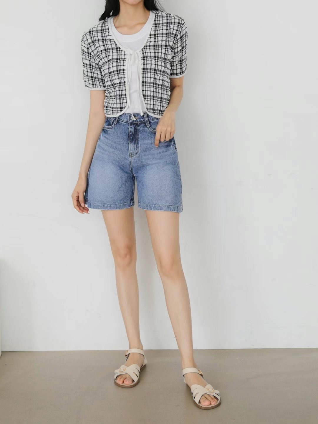 FLY DENIM直郵韓國代購女裝新品休閑職業24春夏推薦短褲FLY DENIM短褲
