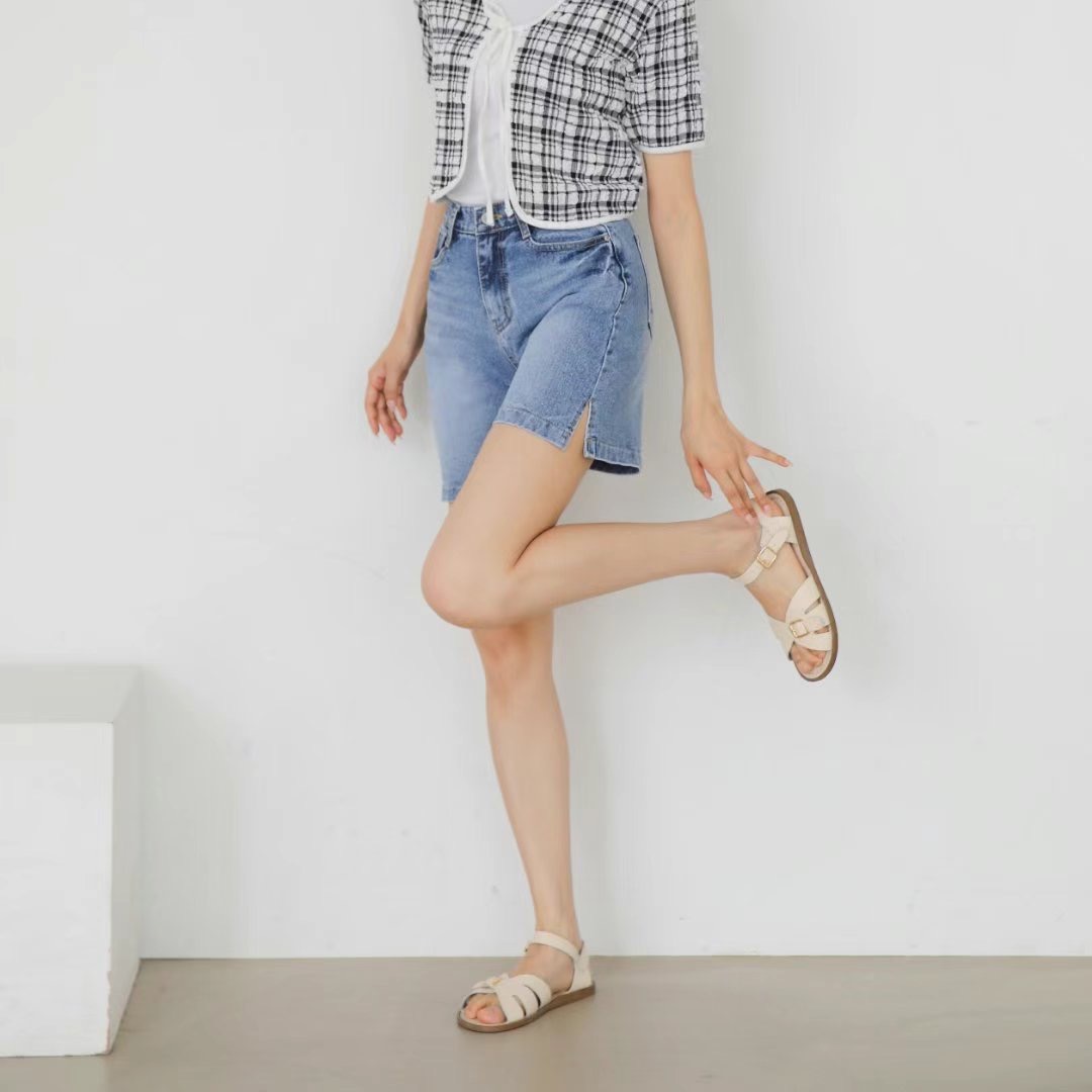 FLY DENIM直郵韓國代購女裝新品休閑職業24春夏推薦短褲FLY DENIM短褲