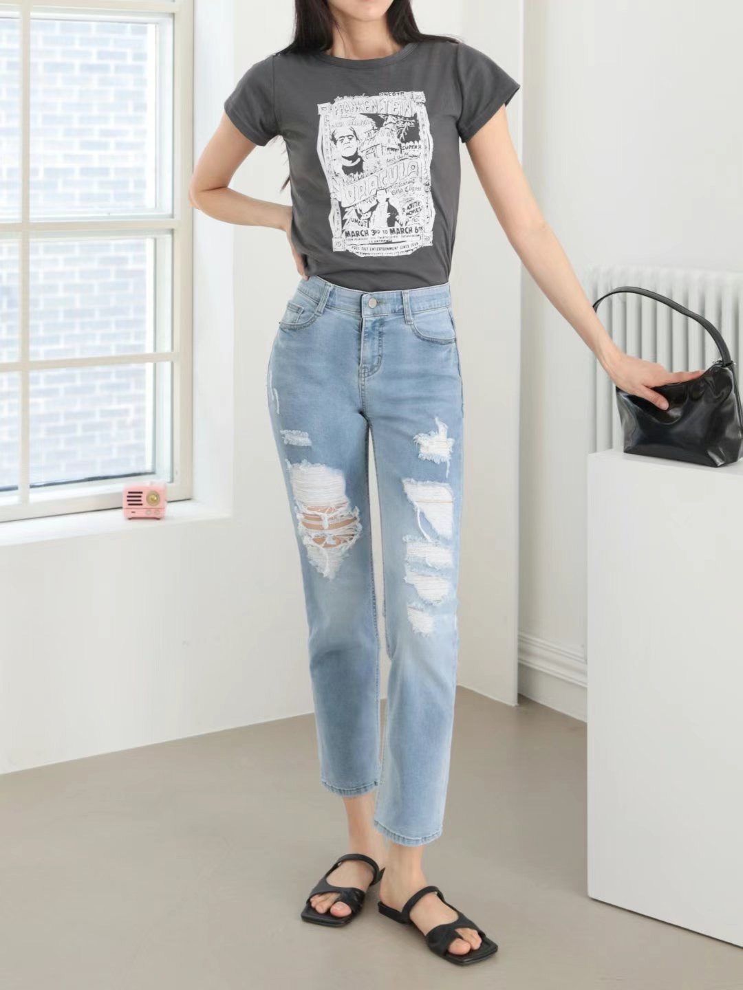 FLY DENIM韓國直郵東大門實拍女裝新款休閑熱賣職業牛仔褲FLY DENIM牛仔褲