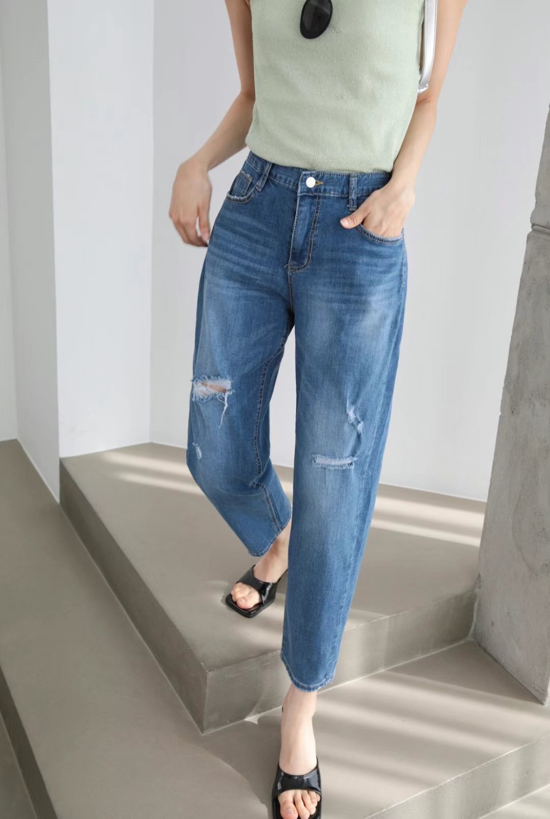 FLY DENIM直郵韓國代購女裝新款休閑24春夏時尚推薦牛仔褲FLY DENIM牛仔褲