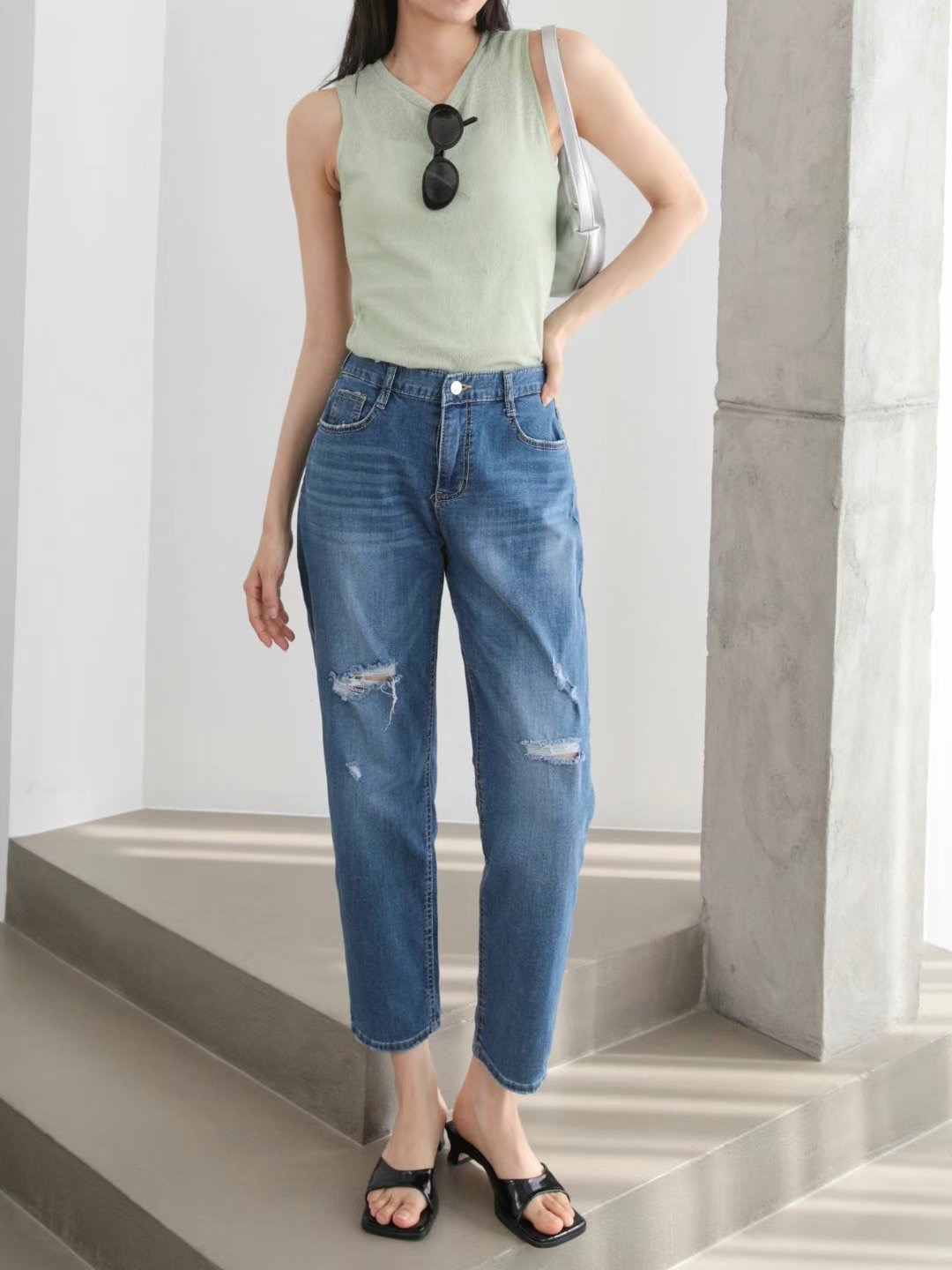 FLY DENIM直郵韓國代購女裝新款休閑24春夏時尚推薦牛仔褲FLY DENIM牛仔褲