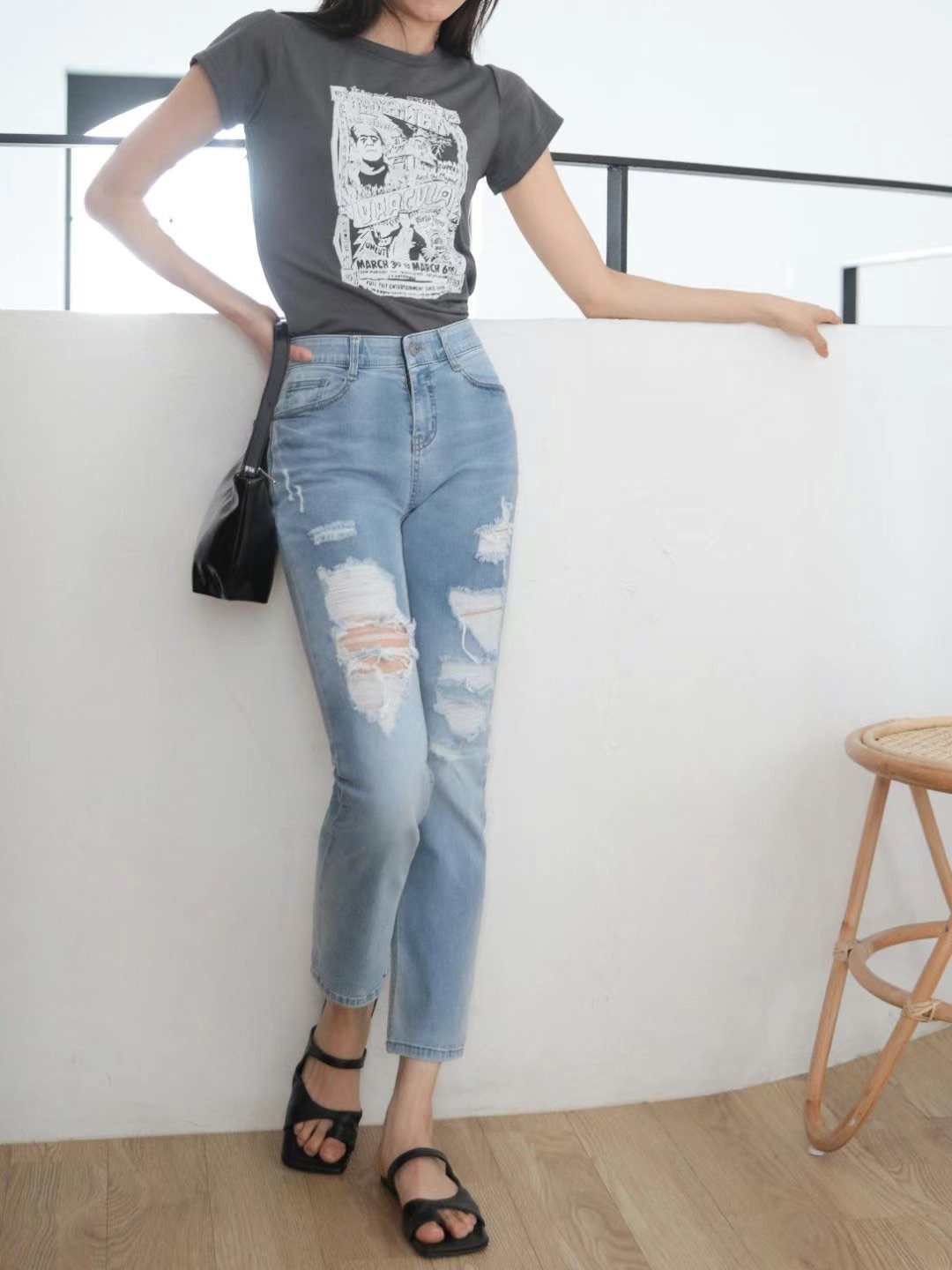 FLY DENIM韓國直郵東大門實拍女裝新品24春夏時尚牛仔褲FLY DENIM牛仔褲