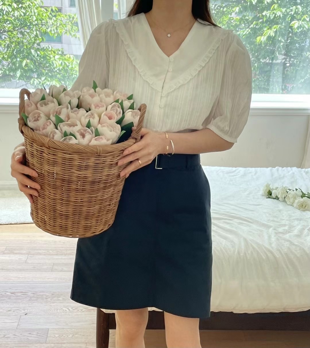 JNE直郵韓國代購女裝新款推薦24春夏真品職業人氣短裙腰帶JNE短裙圖色2