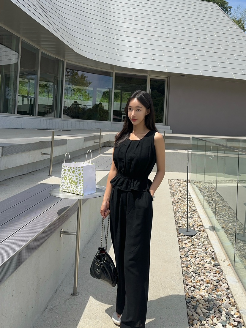 BANI BLUBH韓國直郵東大門實拍女裝新品熱賣休閑休閑褲亞麻BANI BLUSH休閑褲
