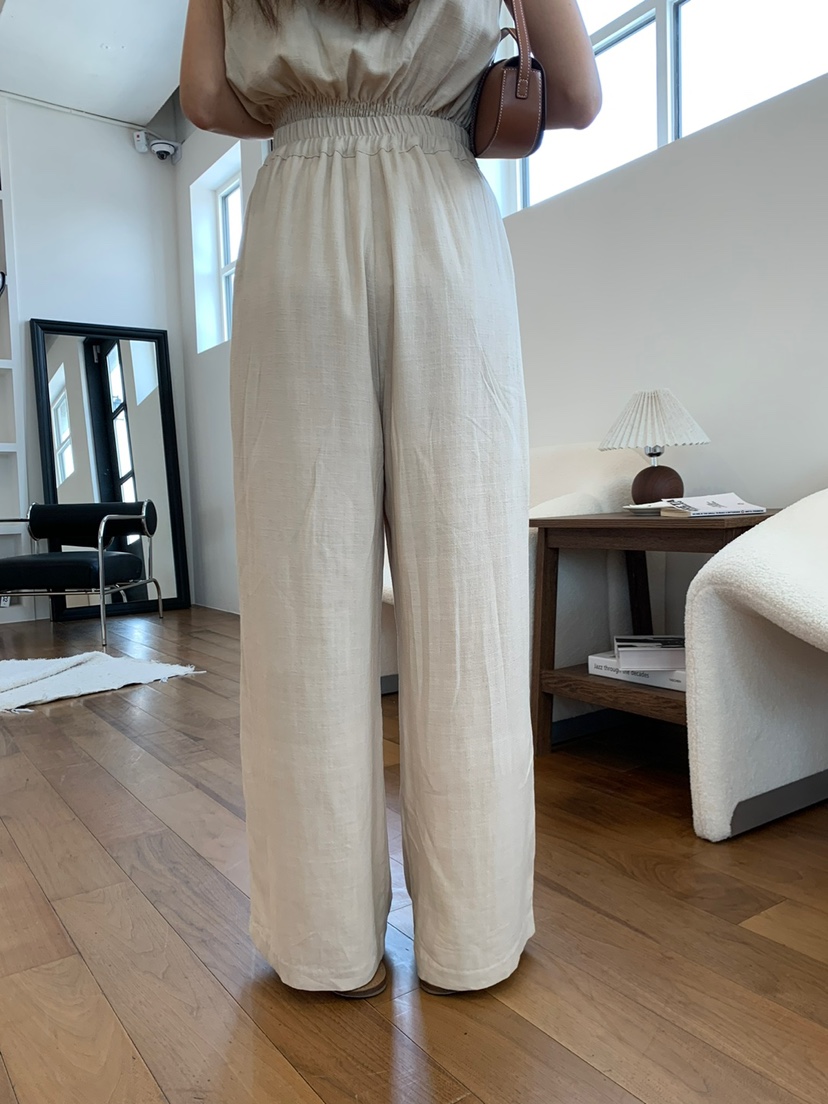 BANI BLUBH韓國直郵東大門實拍女裝新品熱賣休閑休閑褲亞麻BANI BLUSH休閑褲