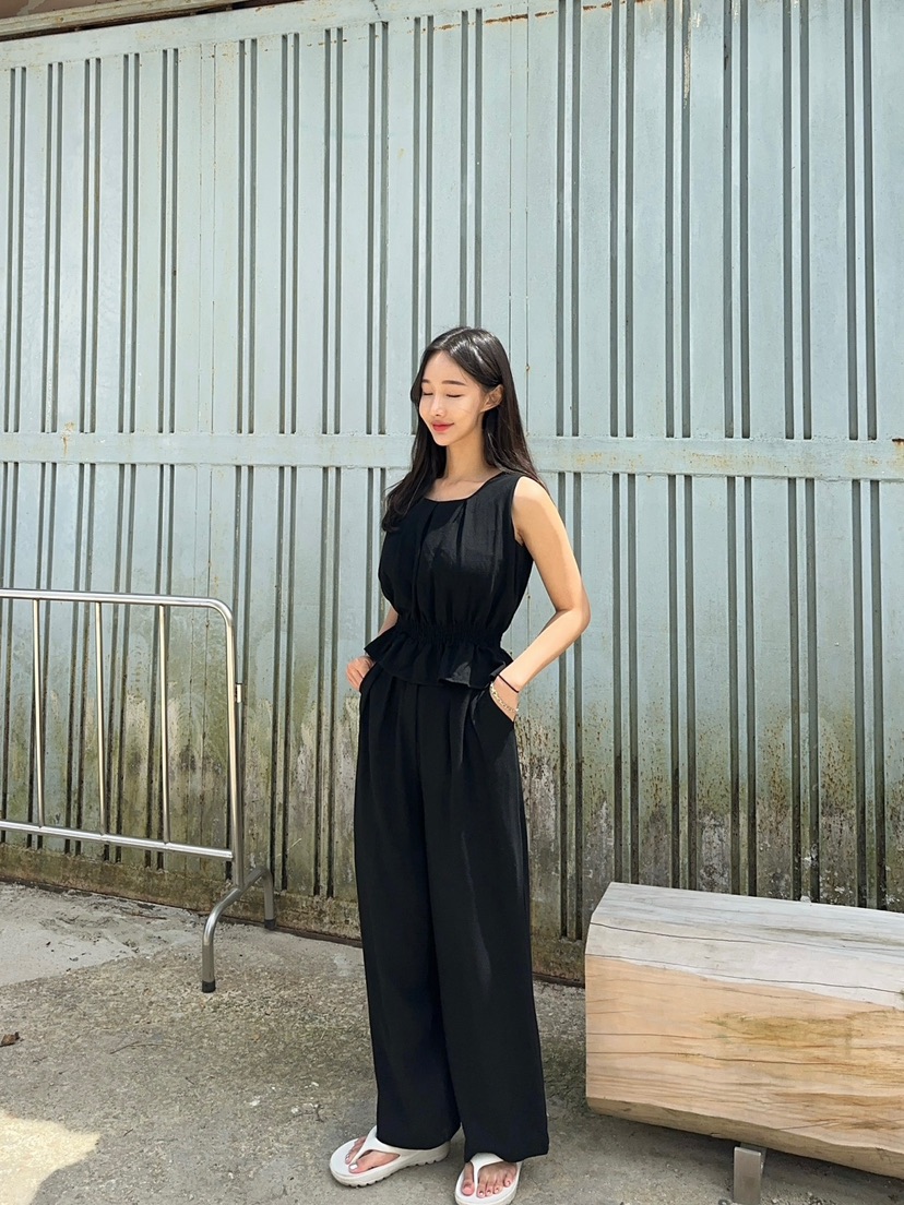 BANI BLUBH韓國直郵東大門實拍女裝新品熱賣休閑休閑褲亞麻BANI BLUSH休閑褲