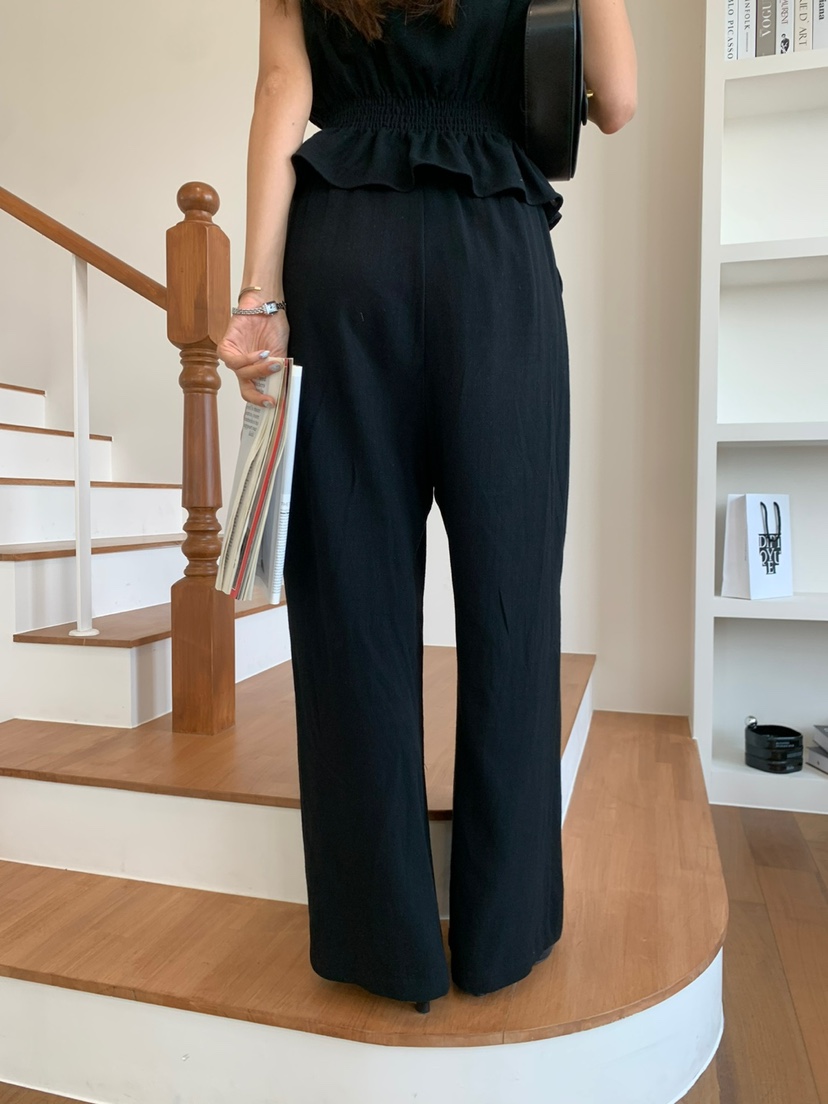 BANI BLUBH韓國直郵東大門實拍女裝新品熱賣休閑休閑褲亞麻BANI BLUSH休閑褲