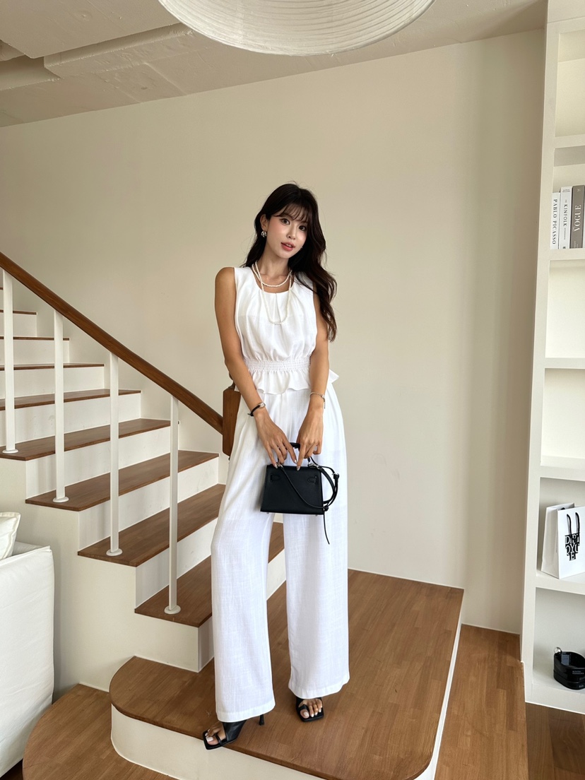 BANI BLUBH韓國直郵東大門實拍女裝新品熱賣休閑休閑褲亞麻BANI BLUSH休閑褲
