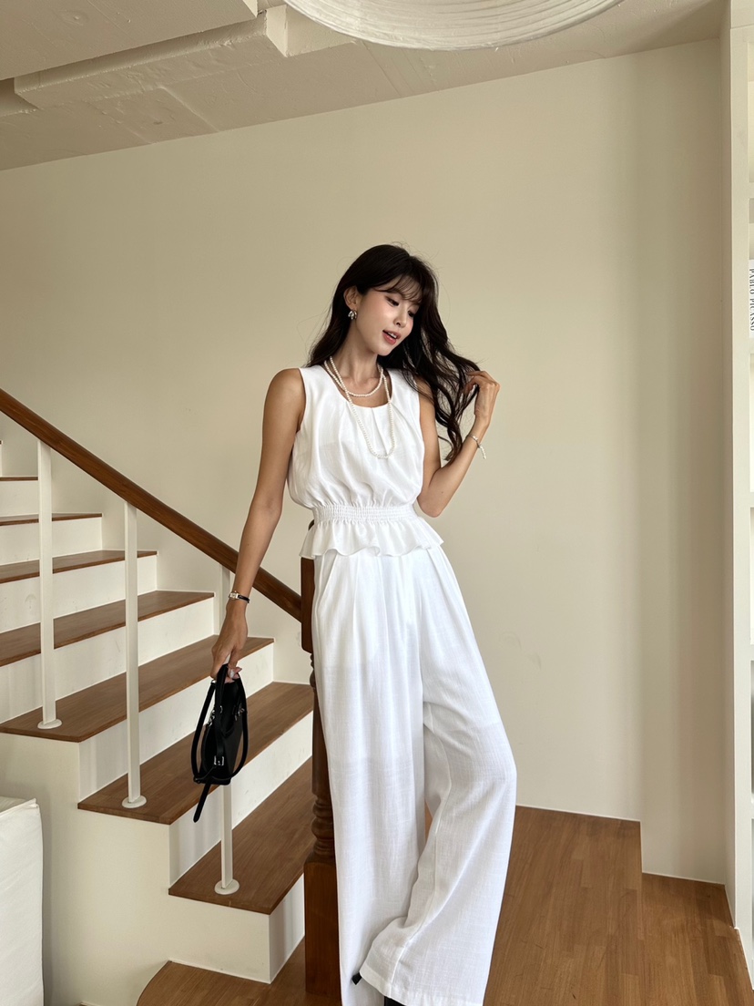 BANI BLUBH韓國直郵東大門實拍女裝新品熱賣休閑休閑褲亞麻BANI BLUSH休閑褲