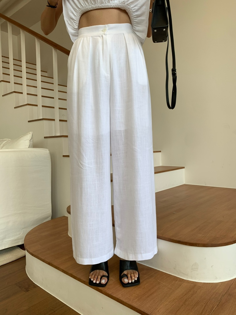 BANI BLUBH韓國直郵東大門實拍女裝新品熱賣休閑休閑褲亞麻BANI BLUSH休閑褲