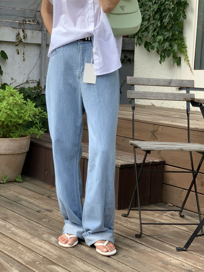 MOVENNE韓國直郵東大門實拍女裝新款24春夏職業牛仔褲牛仔布MOVENNE牛仔褲圖色2