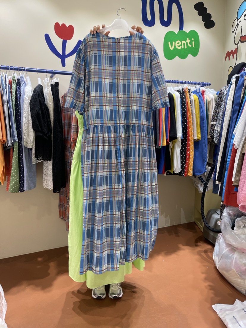Venti韓國直郵東大門實拍女裝新款熱賣職業人氣真品連衣裙格子VENTI連衣裙