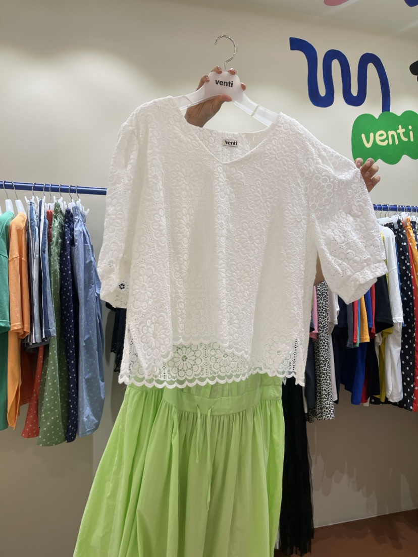 Venti韓國直郵東大門實拍女士新品休閑熱賣24春夏襯衫蕾絲衫VENTI襯衫/蕾絲衫