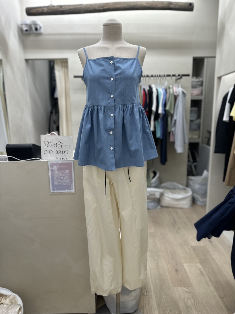 Waller韓國直郵東大門實拍女裝新款人氣休閑吊帶背心牛仔布NOTHING吊帶/背心