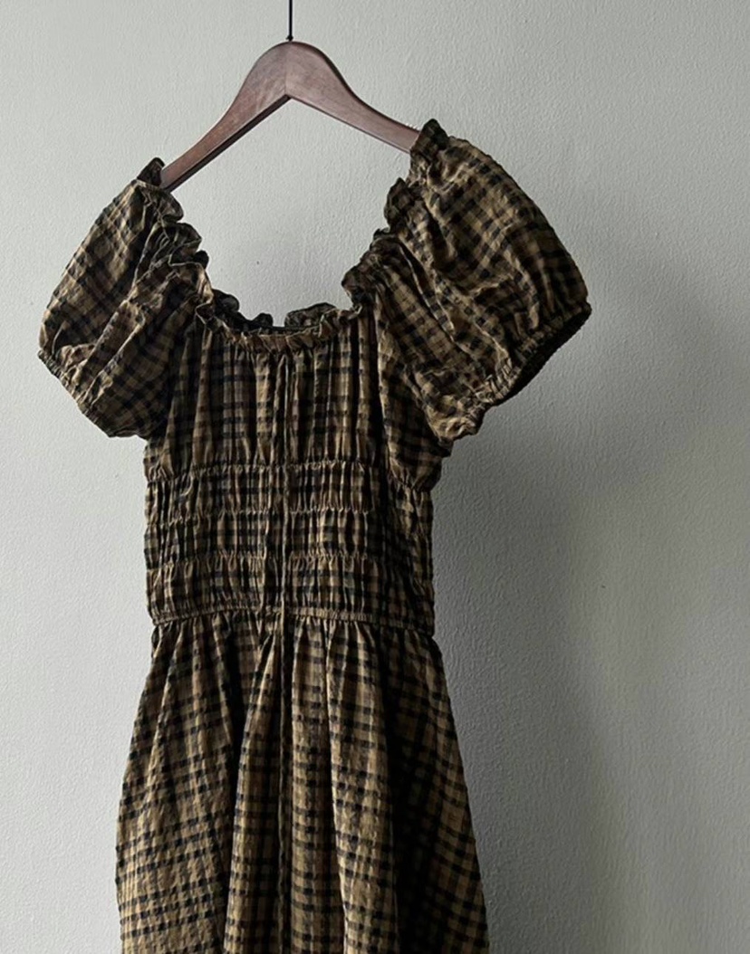 EVAMEVA直郵韓國代購女裝新品人氣職業熱賣24春夏連衣裙格紋EVAMEVA/ELCROQUIS連衣裙