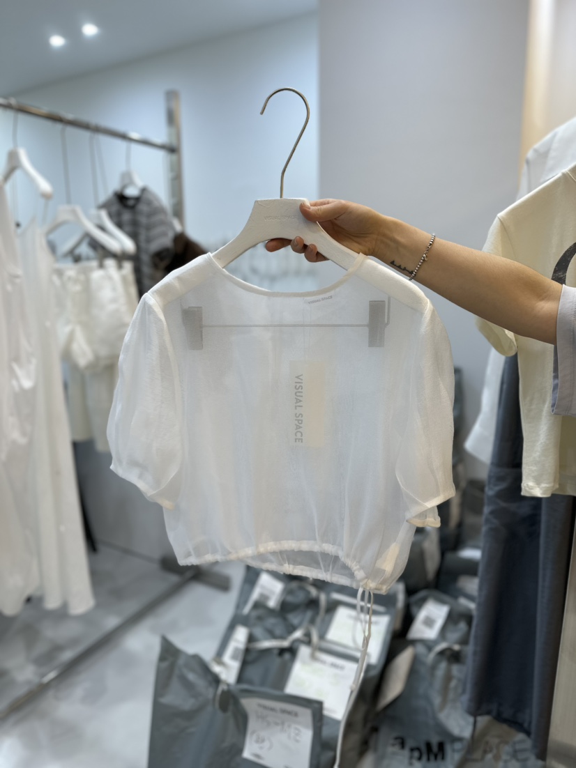 VISUAL SPACE直郵韓國代購女裝新品人氣24春夏襯衫蕾絲衫VISUAL SPACE襯衫/蕾絲衫