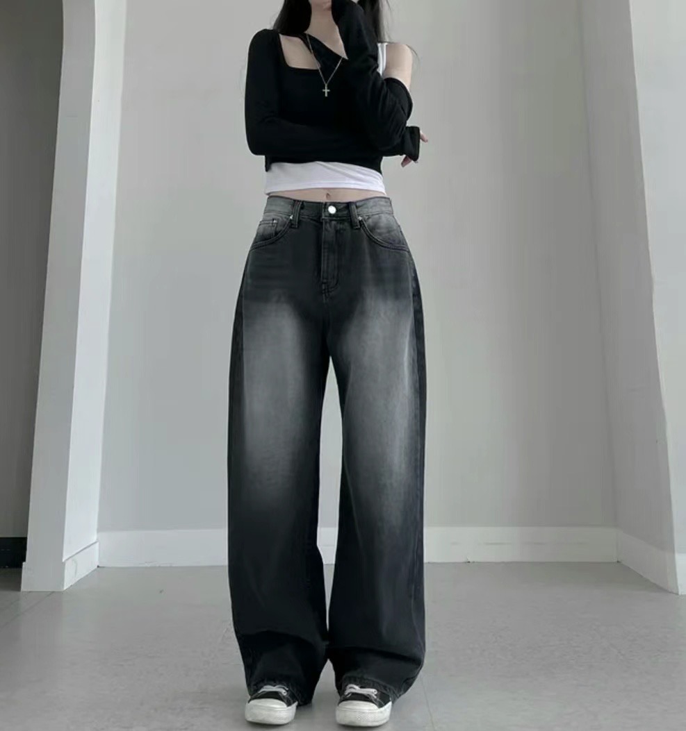 JJIM韓國直郵東大門實拍女裝新品休閑24春夏職業推薦牛仔褲JJIM牛仔褲