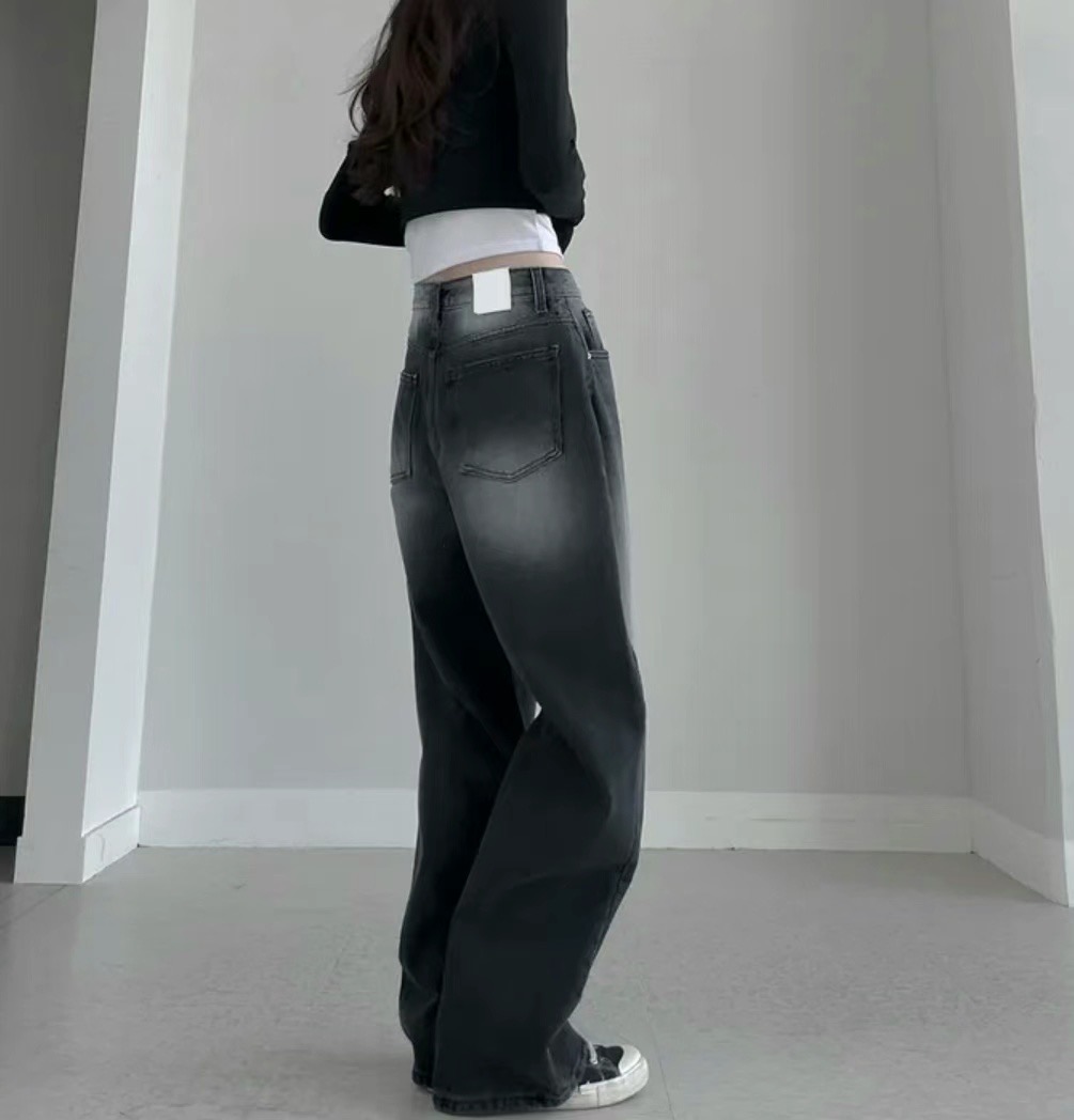 JJIM韓國直郵東大門實拍女裝新品休閑24春夏職業推薦牛仔褲JJIM牛仔褲