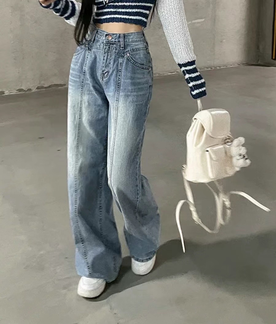 JJIM直郵韓國代購女裝新品24春夏休閑時尚真品推薦牛仔褲JJIM牛仔褲