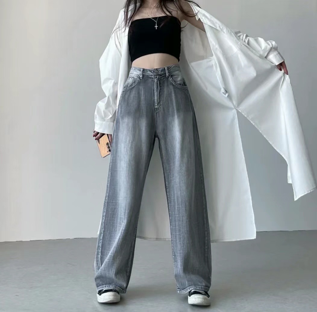 JJIM韓國直郵東大門實拍女裝新款時尚熱賣真品24春夏牛仔褲JJIM牛仔褲
