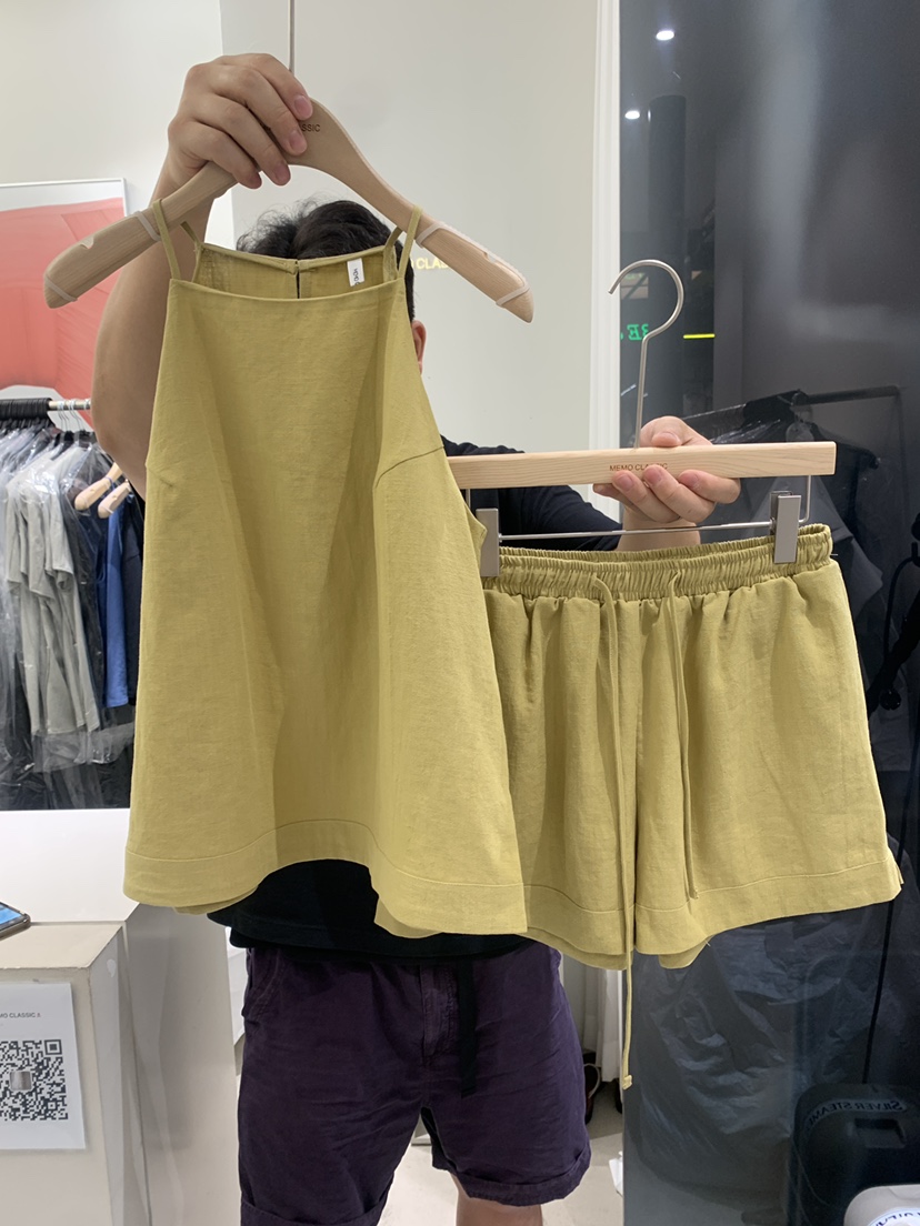 MEMO CLASSIC韓國直郵東大門代購女裝新品休閑短褲亞麻綁帶MEMO CLASSIC短褲