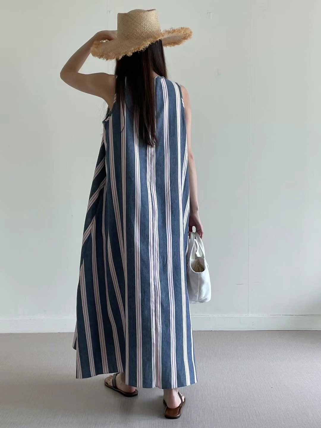 WEATHERISGOOD韓國直郵東大門實拍女裝新品職業24春夏連衣裙亞麻WEATHERISGOOD連衣裙