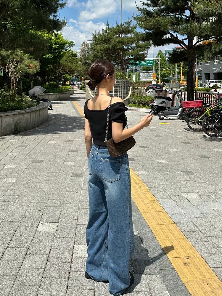 ADD-OT韓國直郵女裝新款24春夏時尚休閑真品職業熱賣牛仔褲UNA-T牛仔褲
