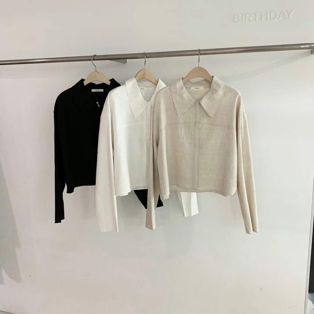 BIRTHDAY-OT韓國直郵東大門實拍女裝新品推薦夾克拉鏈亞麻BIRTHDAY-OT夾克