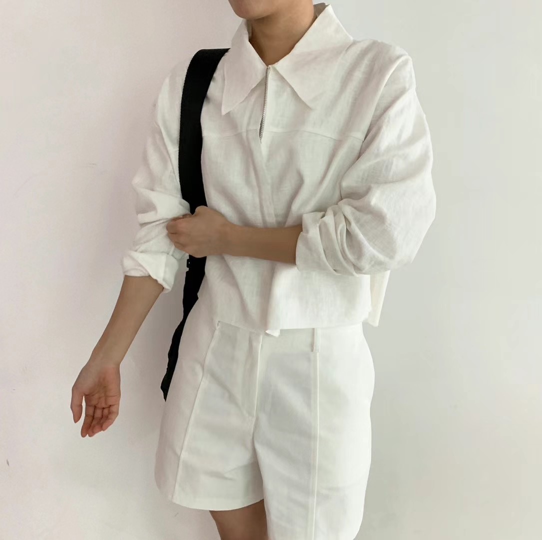 BIRTHDAY-OT韓國直郵東大門實拍女裝新品推薦夾克拉鏈亞麻BIRTHDAY-OT夾克圖色3