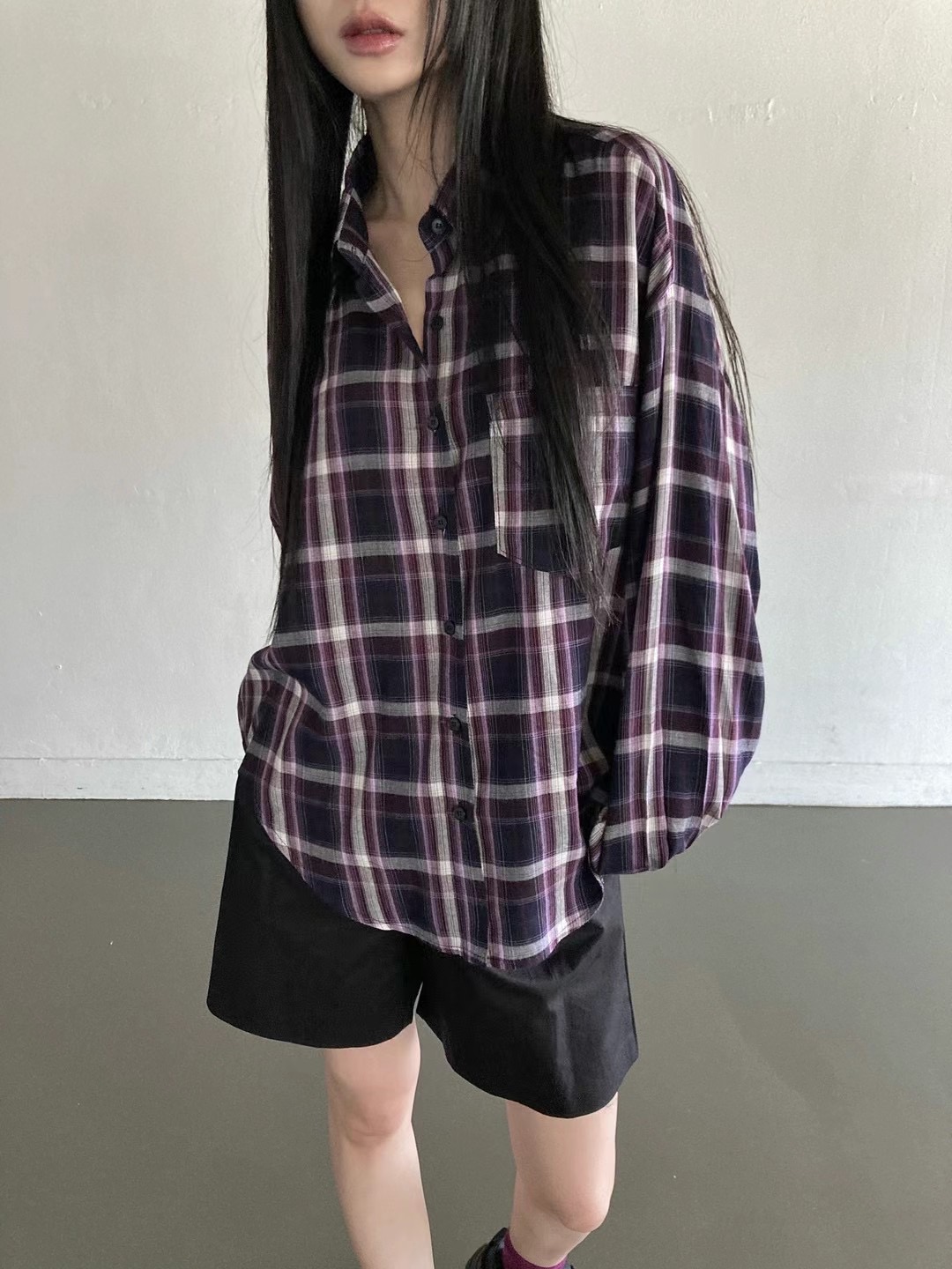 UNSANE韓國直郵女裝新品熱賣人氣推薦時尚真品襯衫蕾絲衫格紋UNSANE襯衫/蕾絲衫