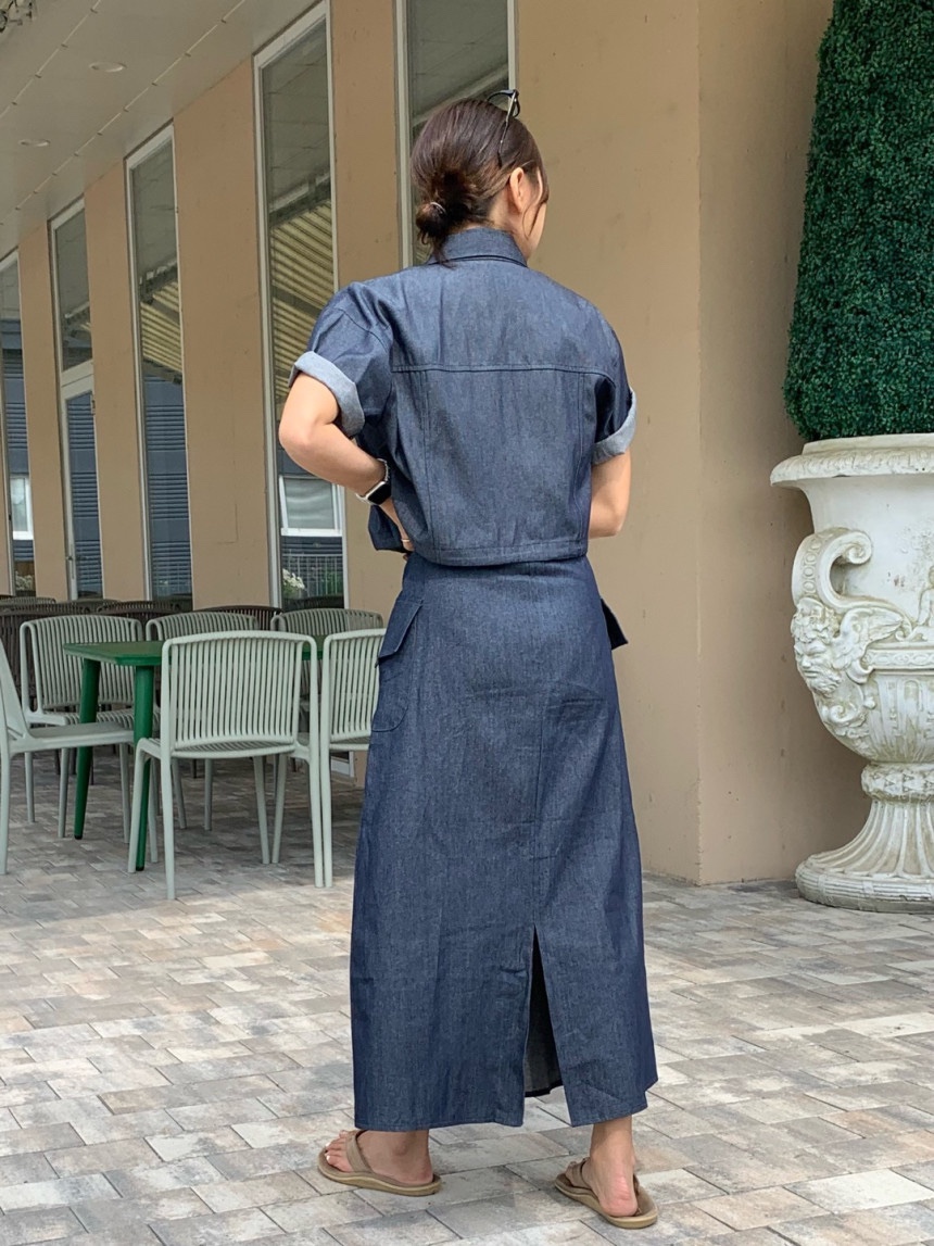 BONHEUR直郵韓國代購女裝新款人氣熱賣襯衫蕾絲衫牛仔布短款CHARMING襯衫/蕾絲衫