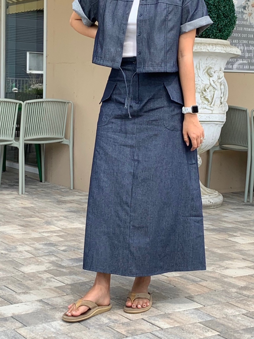 BONHEUR直郵韓國代購女裝新品人氣24春夏熱賣職業長裙口袋CHARMING長裙