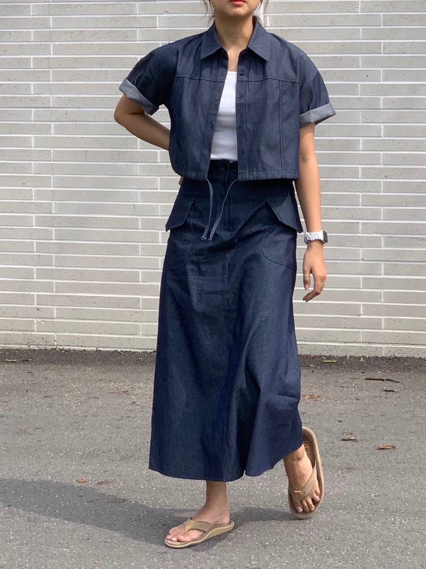 BONHEUR直郵韓國代購女裝新品人氣24春夏熱賣職業長裙口袋CHARMING長裙