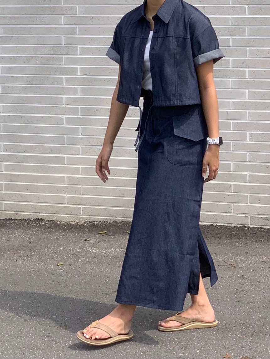 BONHEUR直郵韓國代購女裝新品人氣24春夏熱賣職業長裙口袋CHARMING長裙