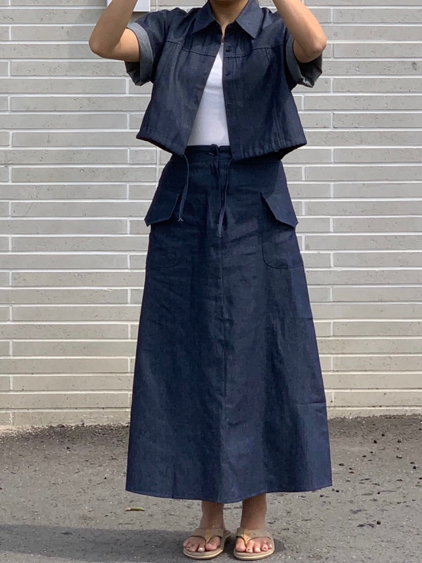 BONHEUR直郵韓國代購女裝新品人氣24春夏熱賣職業長裙口袋CHARMING長裙