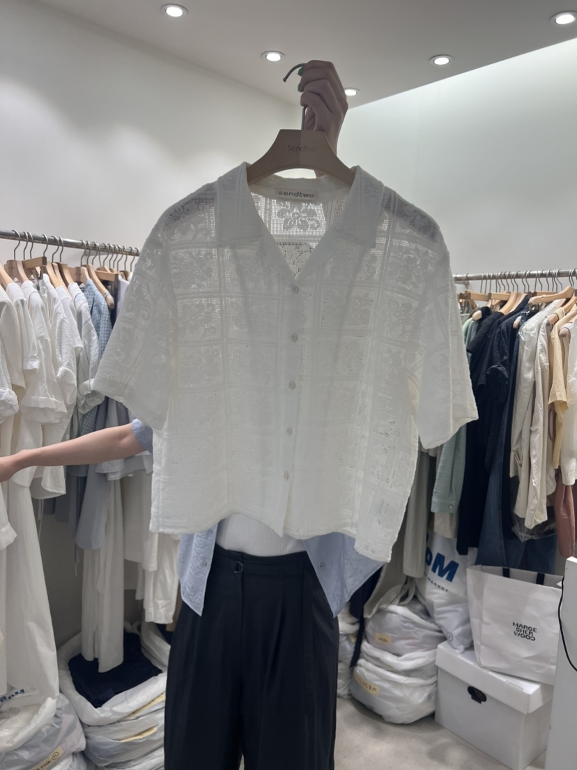 Sendtwo直郵韓國代購女裝新品推薦休閑真品時尚職業襯衫蕾絲衫SENDTWO襯衫/蕾絲衫圖色2