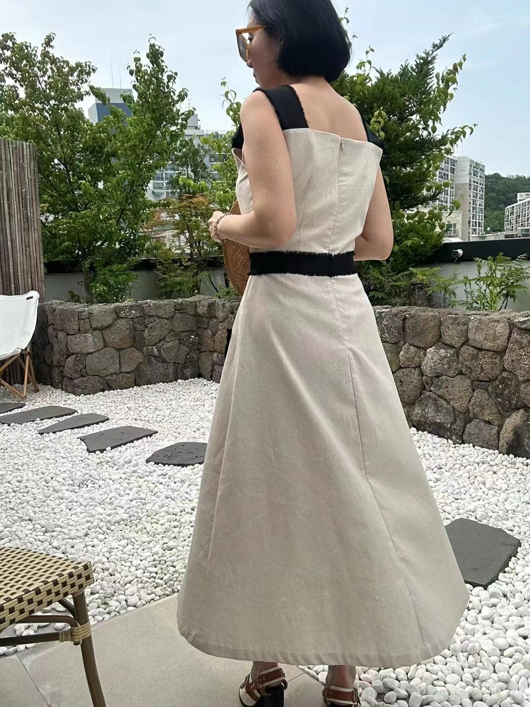 ALLURE韓國直郵東大門代購女裝新款真品職業連衣裙流蘇亞麻ALLURE連衣裙