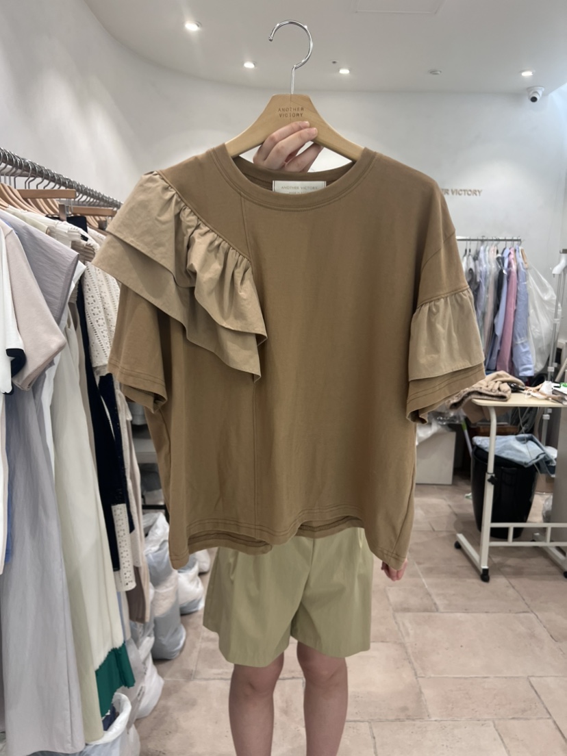 ANOTHER VICTORY韓國直郵東大門代購女裝新款職業T恤荷葉邊PRIVIET恤圖色3