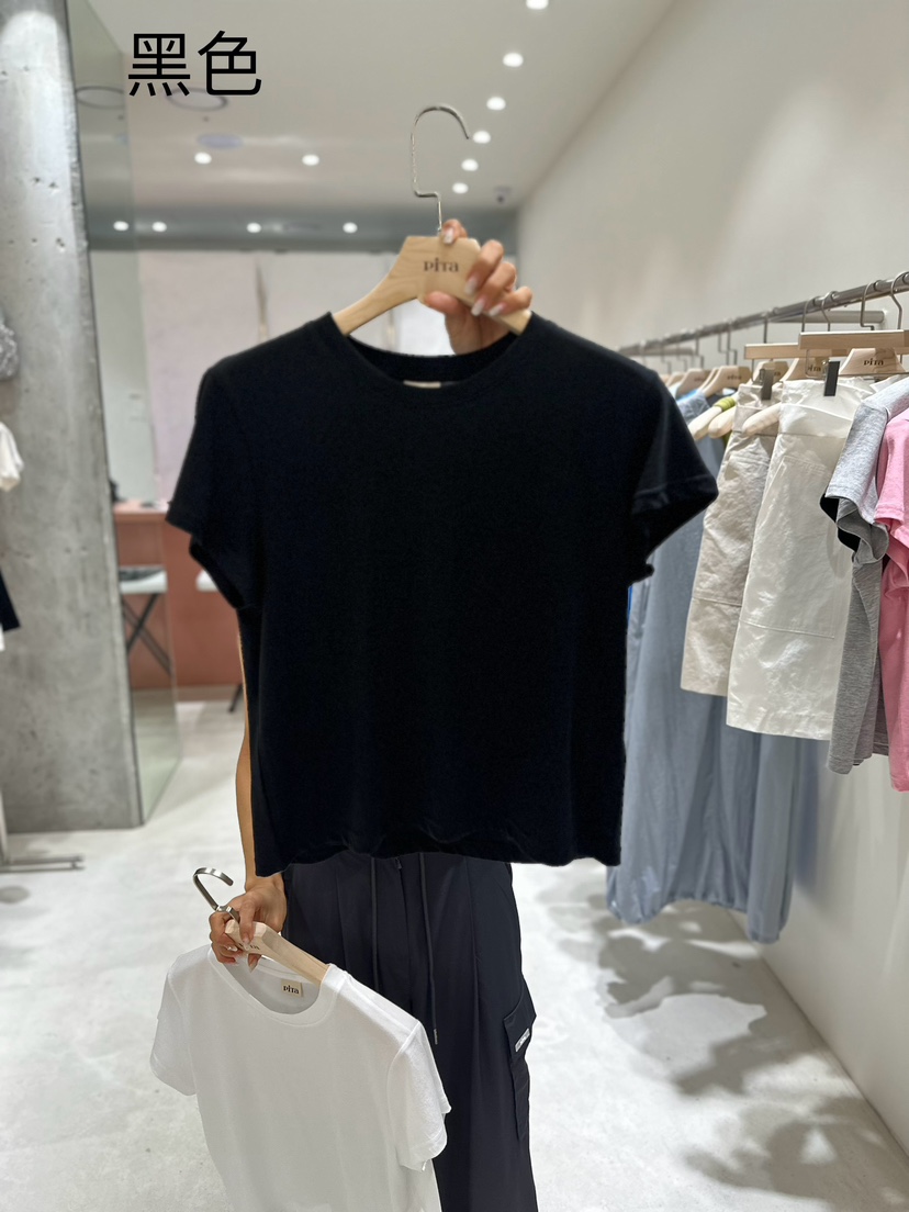 piTa韓國直郵東大門實拍女裝新品休閑推薦真品24春夏T恤刺繡THE VERLIN/piTaT恤圖色6