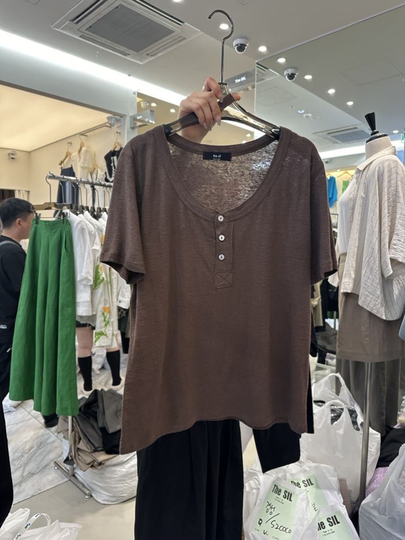 THE SIL韓國直郵女裝新款24春夏真品時尚職業熱賣T恤亞麻THE SIL/1 2ILLYT恤圖色2