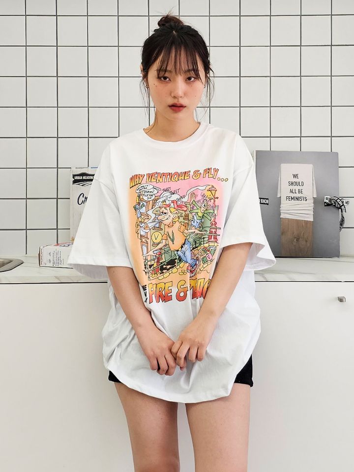 VENTIQUE韓國直郵東大門實拍女裝新款休閑24春夏人氣時尚T恤VENTIQUE-男裝T恤