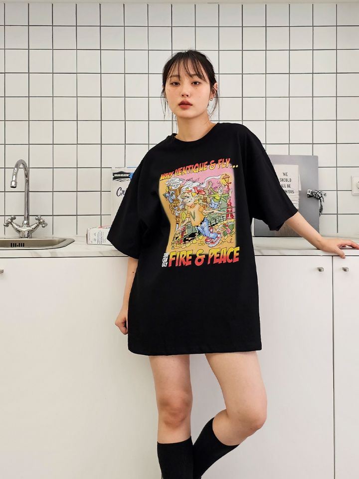 VENTIQUE韓國直郵東大門實拍女裝新款休閑24春夏人氣時尚T恤VENTIQUE-男裝T恤
