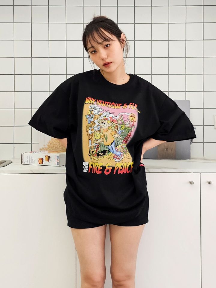VENTIQUE韓國直郵東大門實拍女裝新款休閑24春夏人氣時尚T恤VENTIQUE-男裝T恤
