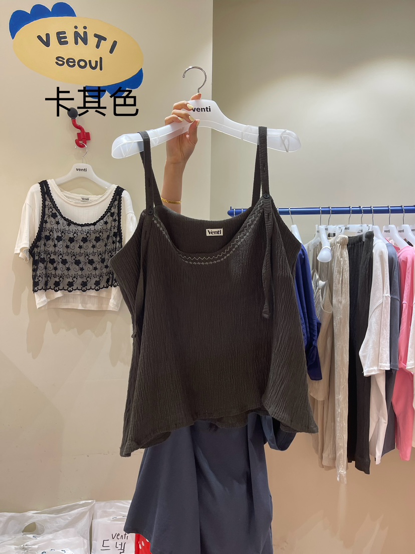 Venti韓國直郵女裝新品職業真品熱賣休閑推薦人氣吊帶背心亞麻VENTI吊帶/背心圖色2