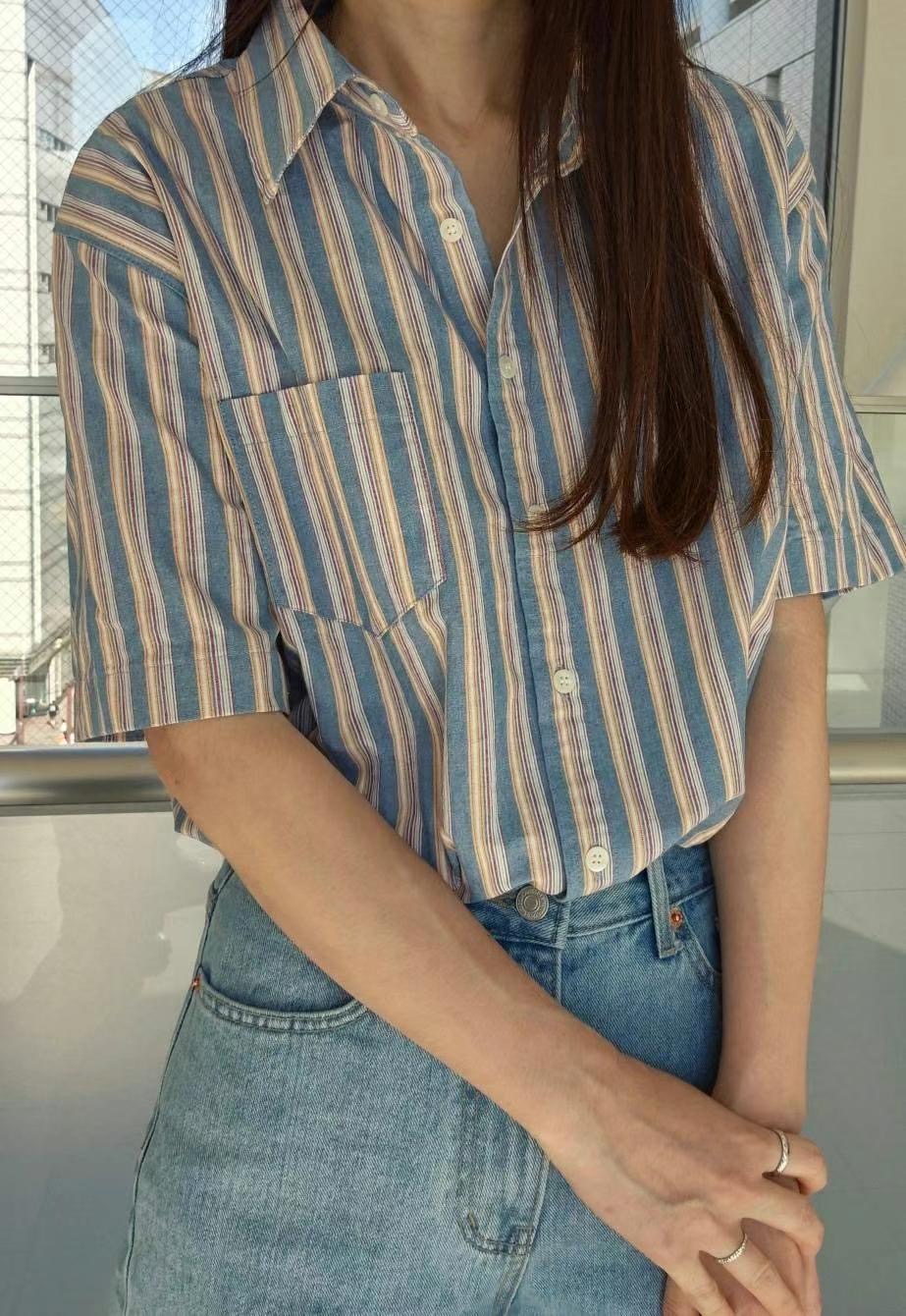 BOUNDARY直郵韓國代購女裝新款24春夏熱賣職業襯衫蕾絲衫BOUNDARY襯衫/蕾絲衫