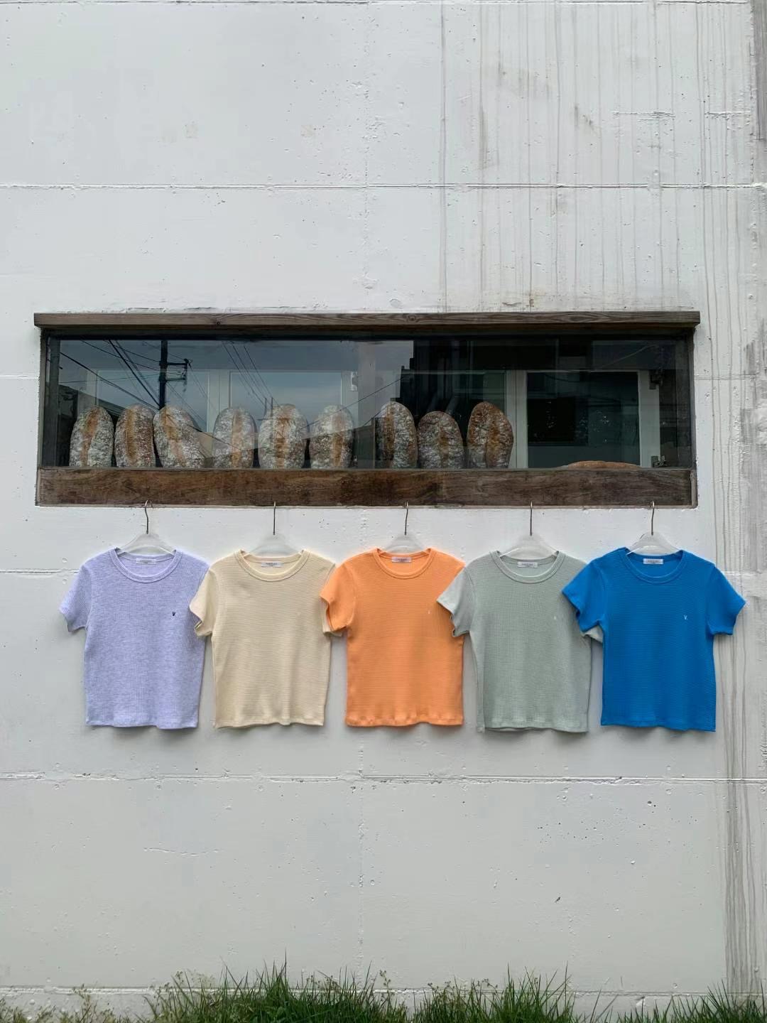 MYCABINET韓國直郵東大門代購女裝新品職業24春夏T恤刺繡MYCABINETT恤圖色1左一色