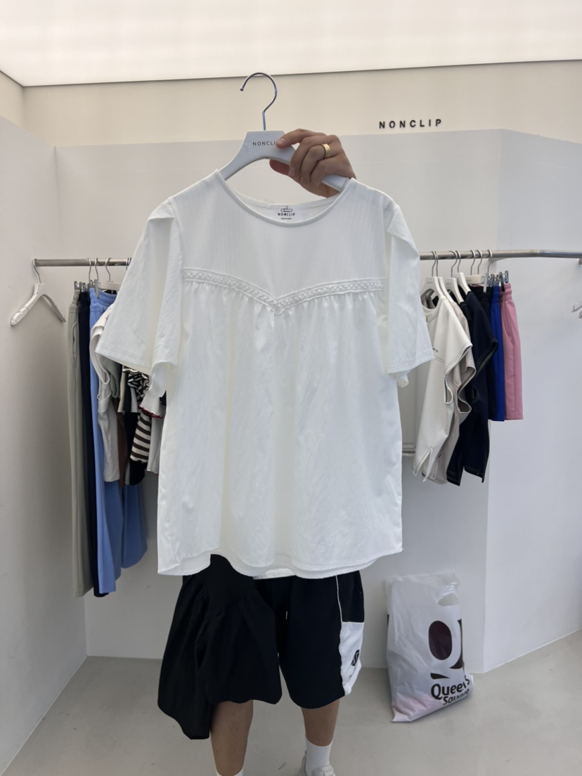 NON CLIP直郵韓國代購女裝新品人氣真品時尚24春夏襯衫蕾絲衫NON CLIP襯衫/蕾絲衫