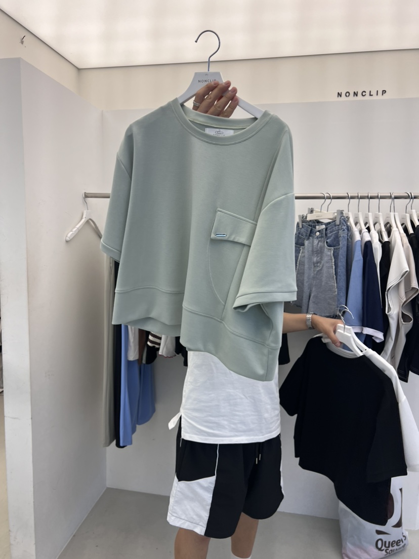 NON CLIP韓國直郵東大門實拍女裝新品休閑推薦熱賣T恤口袋NON CLIPT恤圖色3